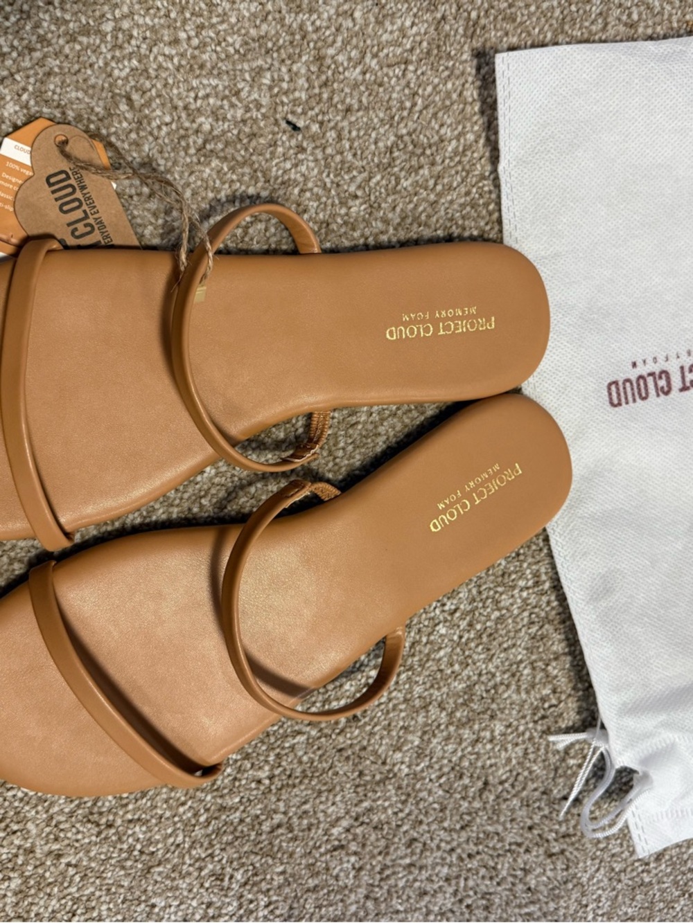 Project Cloud Women's Tan Strappy Slide Sandals
